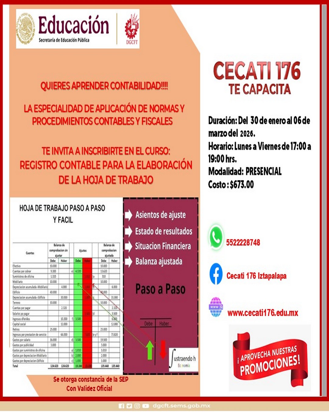 REGISTRO CONTABLE PARA LA ELABORACIÓN DE LA HOJA DE TRABAJO