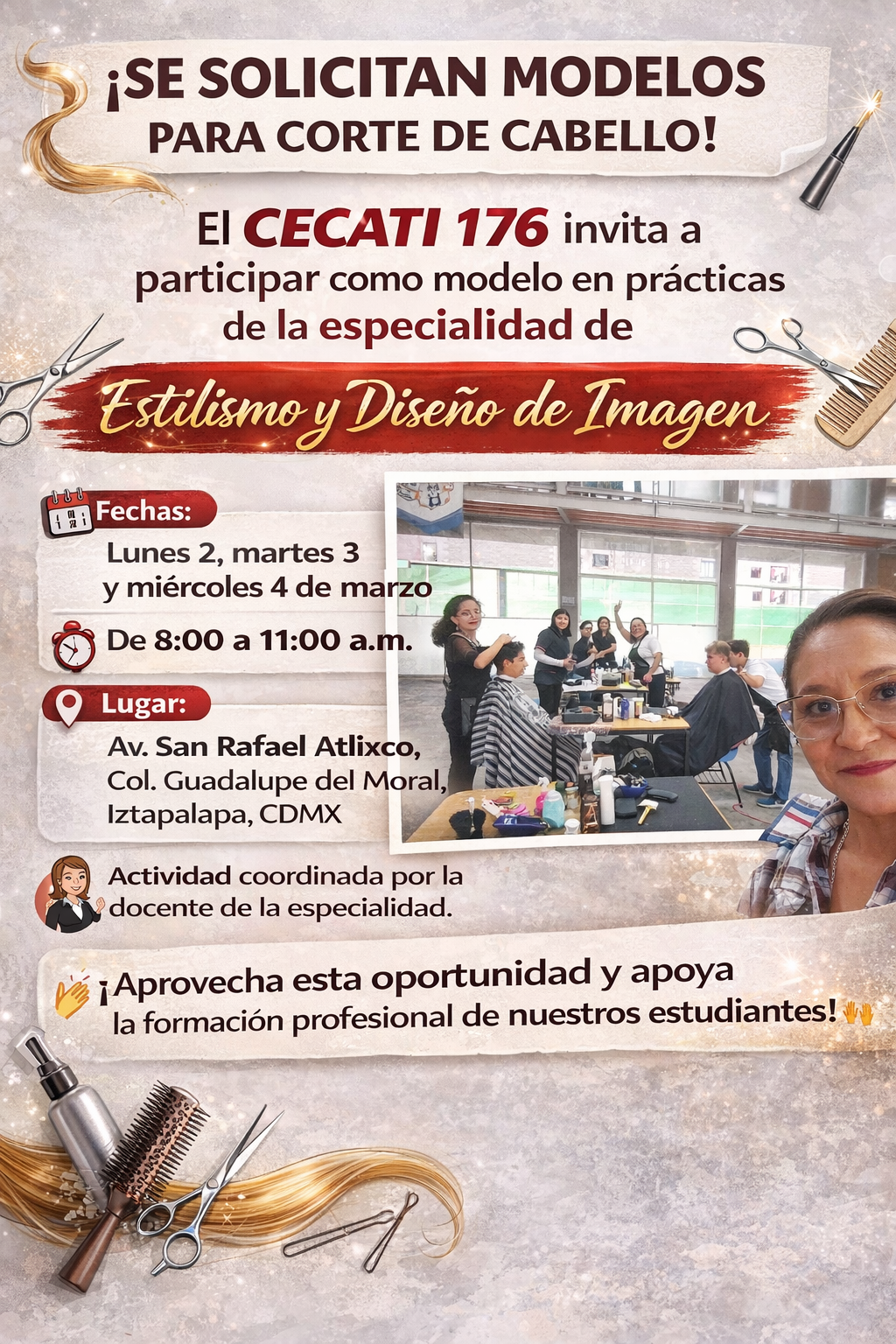 El CECATI 176 invita a participar como modelo en prácticas de la especialidad de Estilismo y Diseño de Imagen.