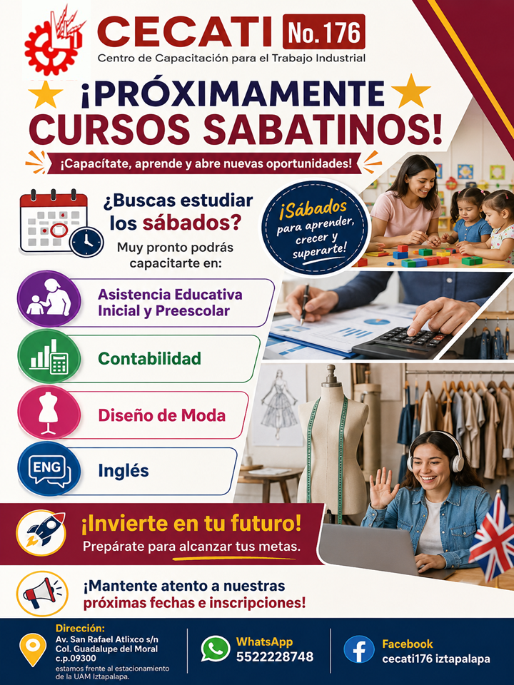 🎓 CECATI 176 ¡¡TRABAJANDO PARA TI!!  🌟 ¡PRÓXIMAMENTE CURSOS SABATINOS! 🌟